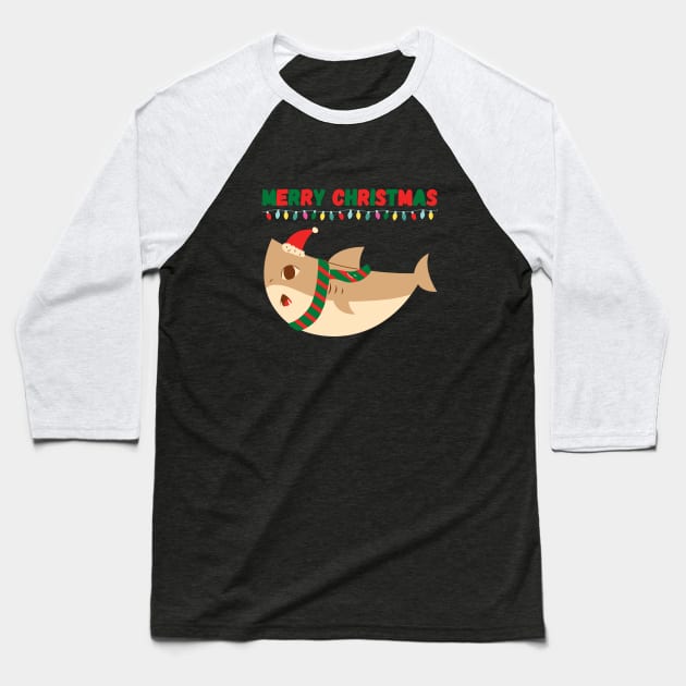 Merry Christmas shark Baseball T-Shirt by Ieva Li ART